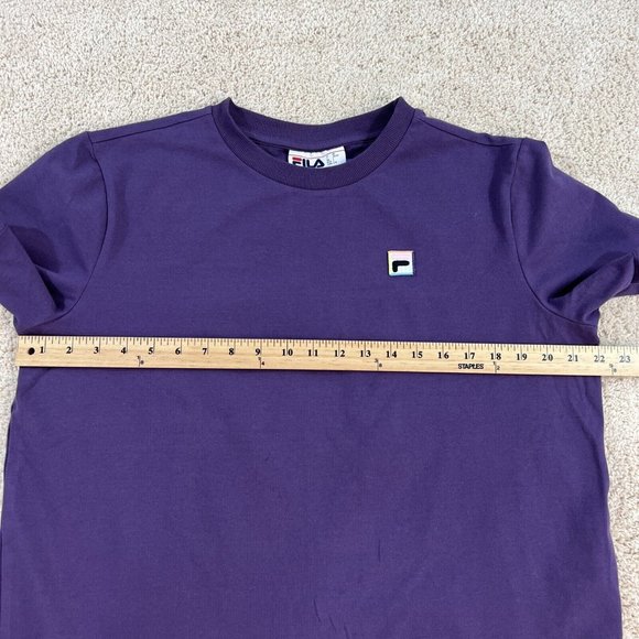 Fila Womens Tee L T-Shirt Purple Short Sleeve Crew Neck Jersey Logo Patch Grape - Picture 6 of 11